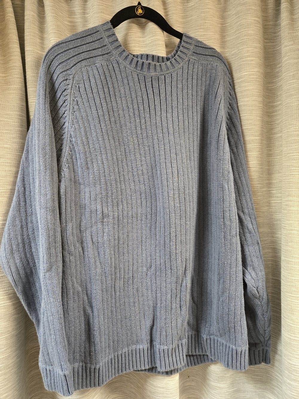 L.L. Bean Men's Ribbed Crewneck Sweater - Light Blue 100% Cotton